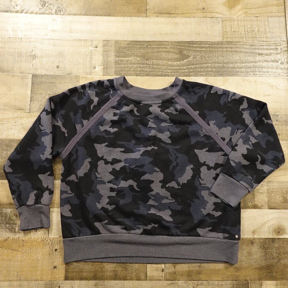 prAna Cozy‎ Up Crewneck Sweatshirt Women’s 2X Camo Hemp-Blend Fleece
